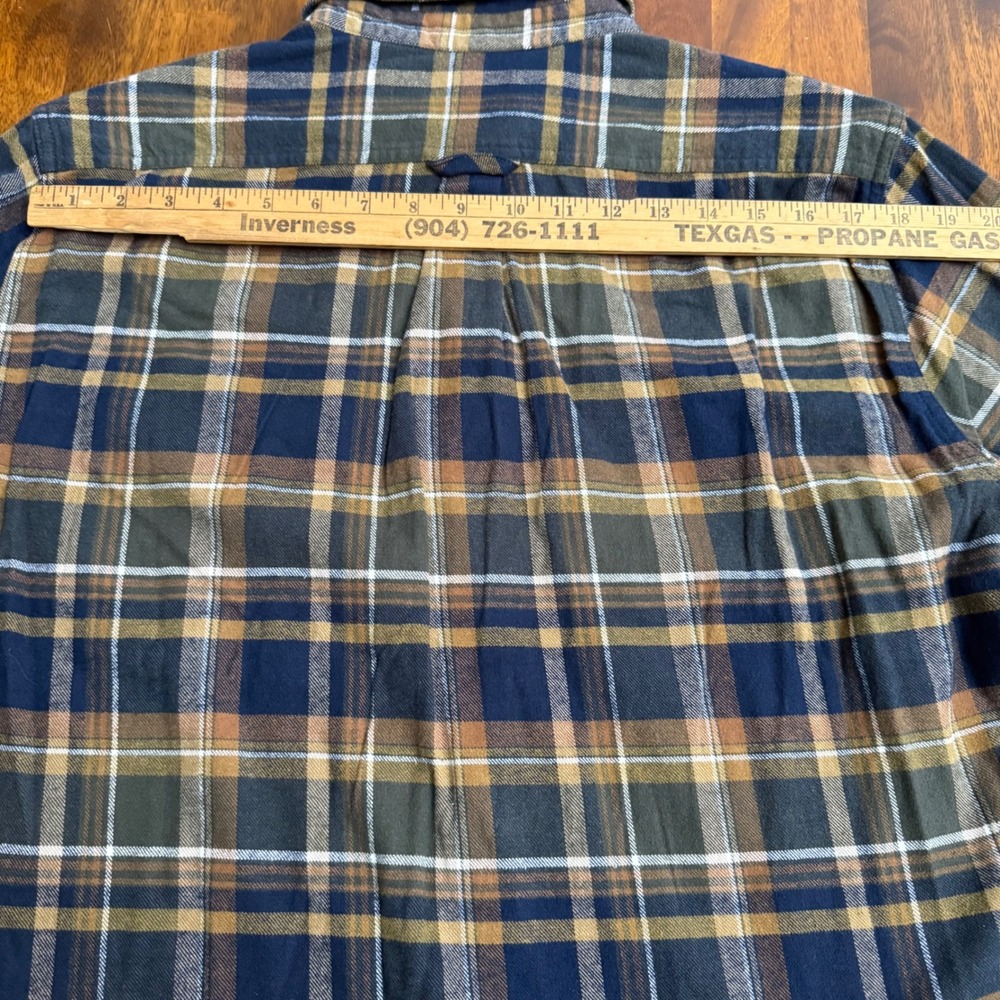 Eddie Bauer Mens Plaid Flannel Long Sleeve Button Down Shirt Green Brown M - Picture 11 of 12